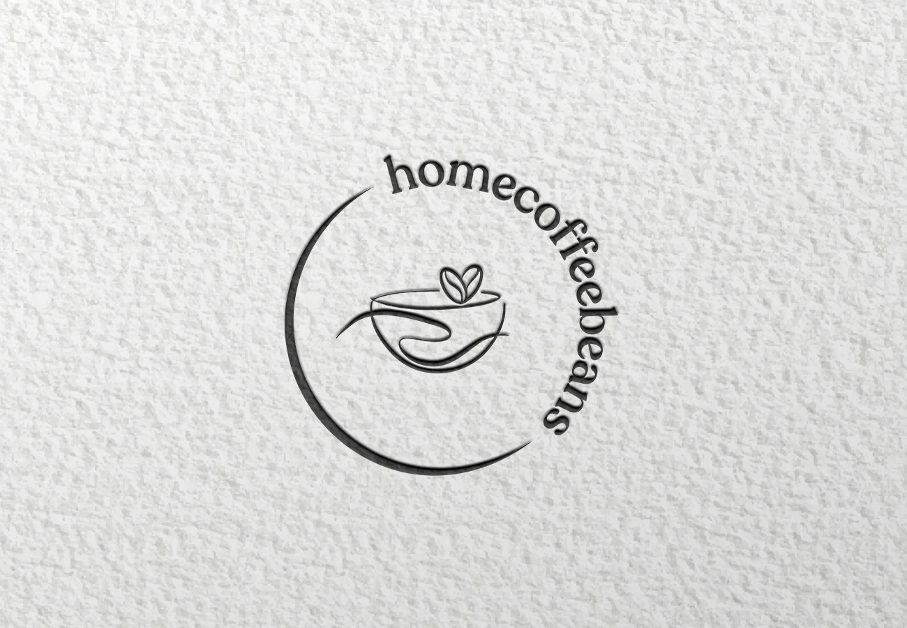 logo homecoffeebeans op papier met een reliëf